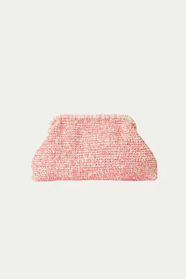 BTB Verona Woven Raffia Clutch - Pink | Trina Turk