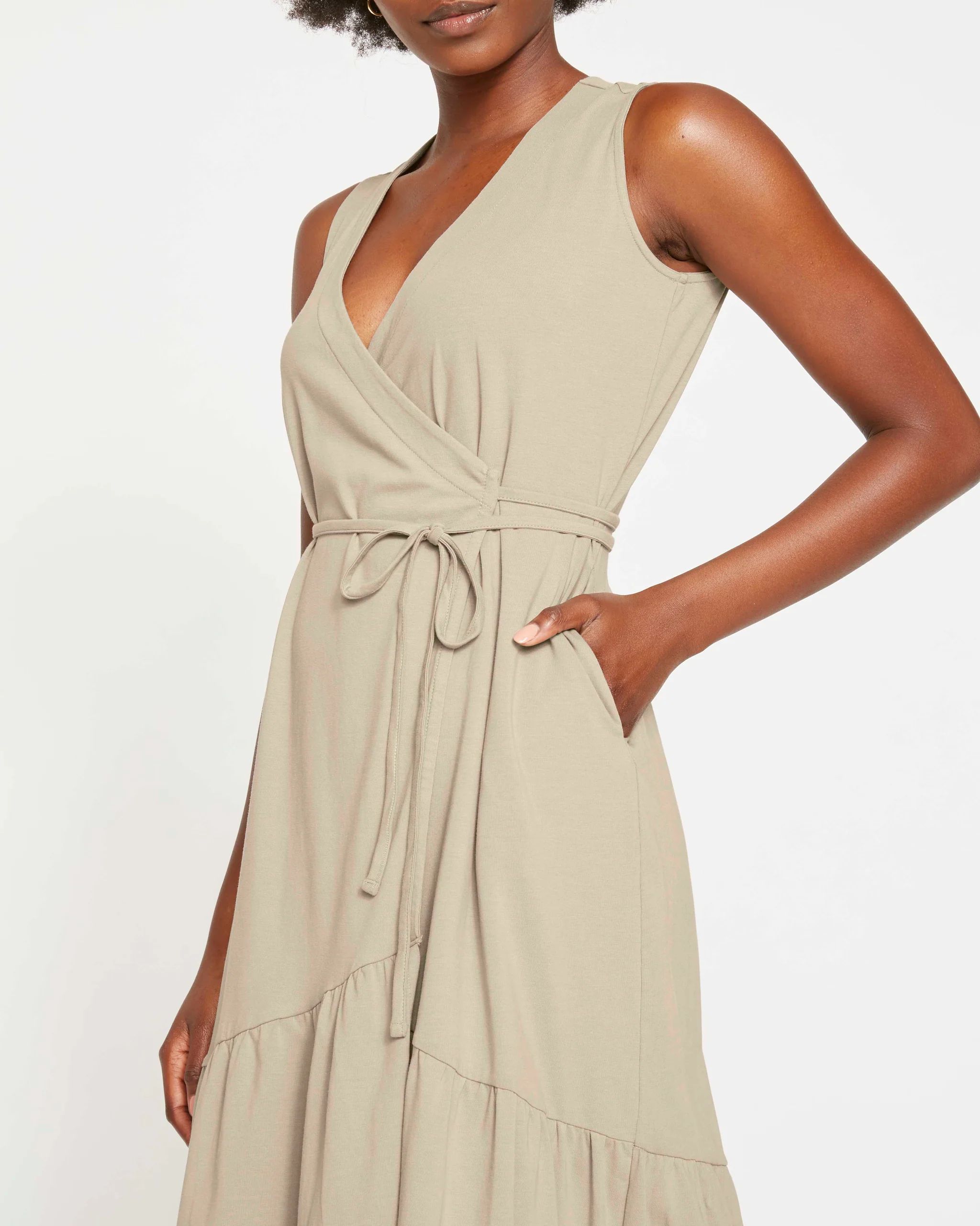 Tiered Twirl Wrap Dress - Fawn | Universal Standard