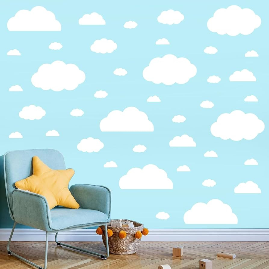 Cloud Wall Decals - 40 Peel and Stick Clouds Stickers - Assorted Shapes and Sizes for Nursery, Be... | Amazon (US)