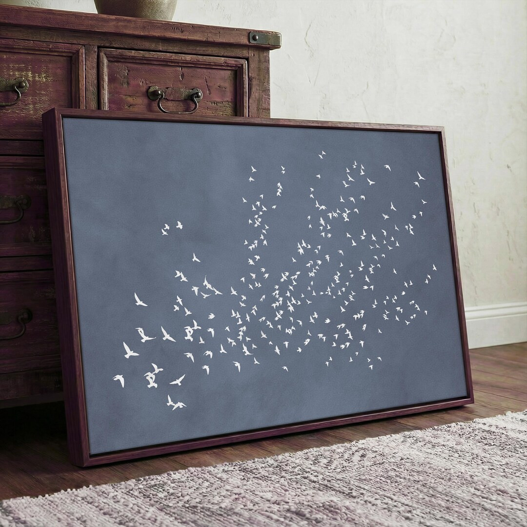 Japandi Bird Wall Art, Minimalist Flock of Birds, Nature Artwork, Canvas or Framed | L405 - Etsy | Etsy (US)