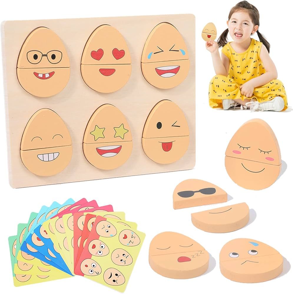 HONGID Montessori Toys for 2-6 Year Old,32 in 1 Toddlers Wooden Expressions Preschool Kids Wood G... | Amazon (US)