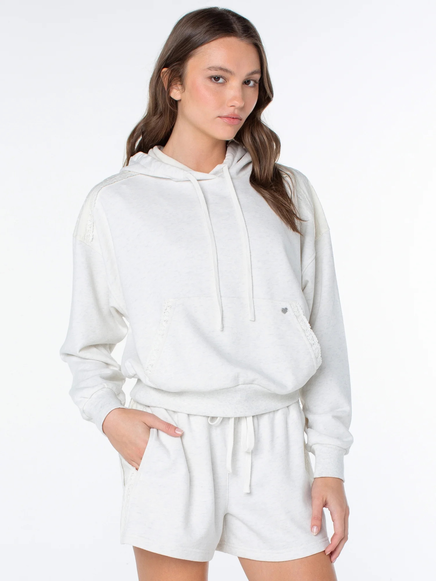 Celebrity Pink Women's and Women's Plus Lace Trim Hoodie Sweatshirt, Sizes XS-4X | Walmart (US)