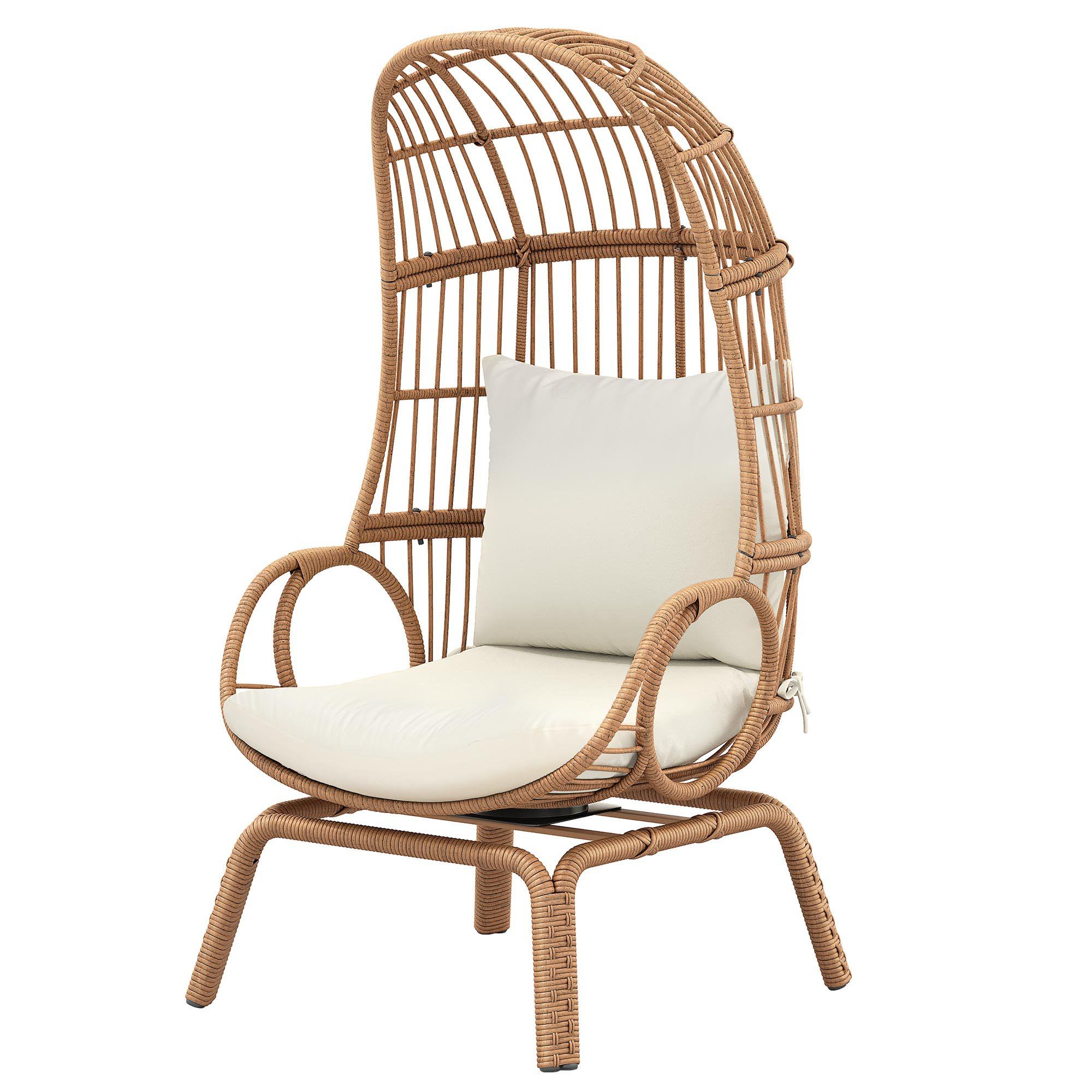 Uforic Swivel Outdoor egg chair, Rotating Basket Lounge Chair With Cushions - Beige | Walmart (US)
