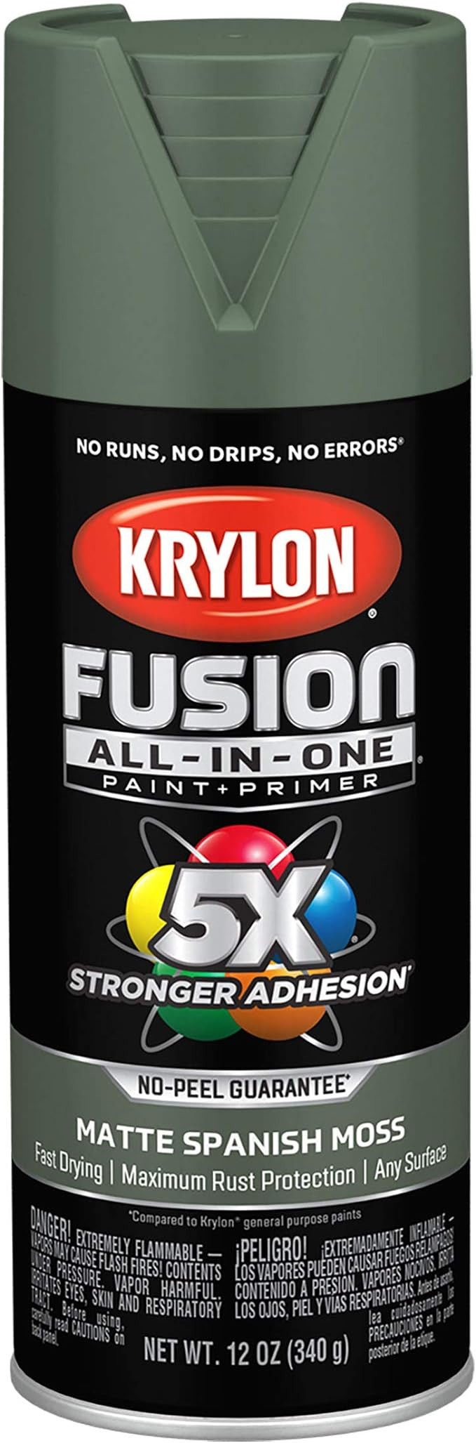 Krylon Fusion All-In-One Adhesive Spray Paint for Indoor/Outdoor Use, 12 oz, Spanish Moss | Amazon (US)