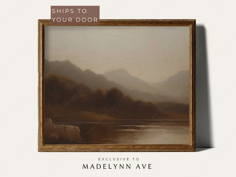 Vintage Moody Lake Painting, Dark Scenery Oil Painting, Rustic Art, Moody Lake Landscape, Vintage... | Etsy (US)