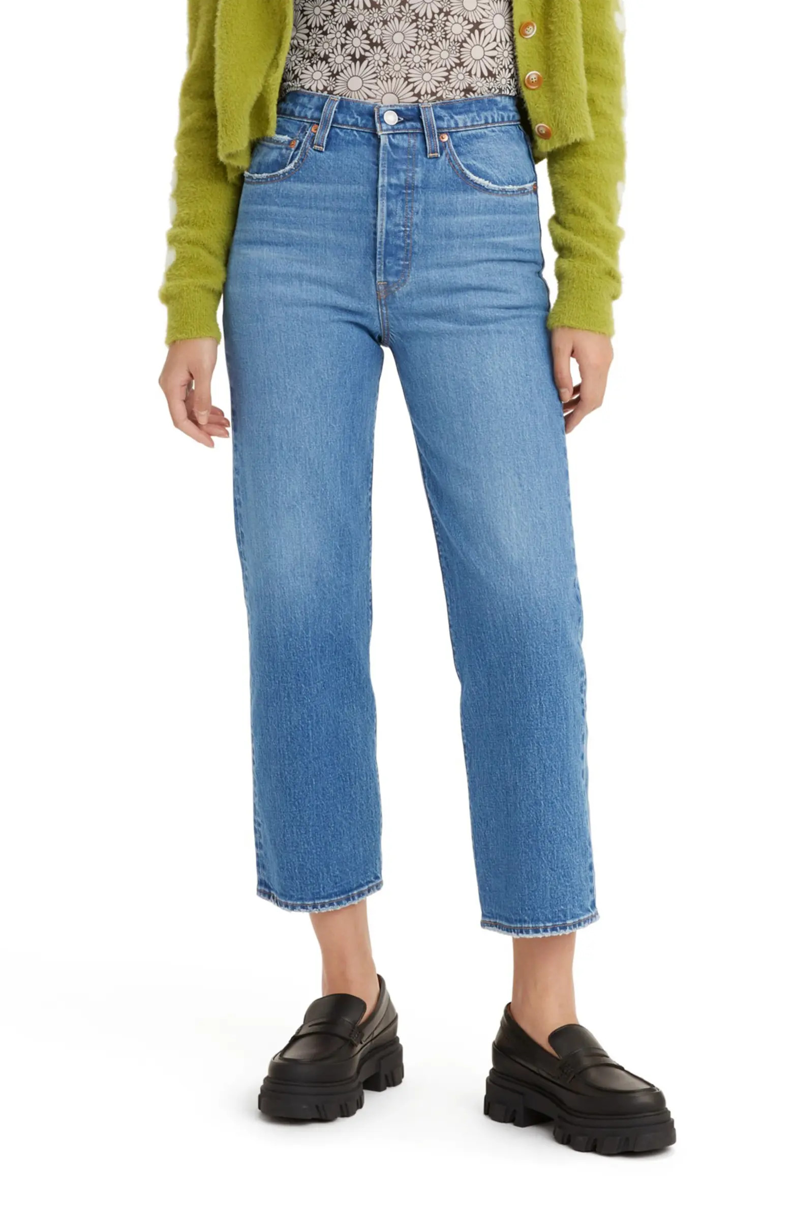 Ribcage High Waist Ankle Straight Leg Jeans | Nordstrom