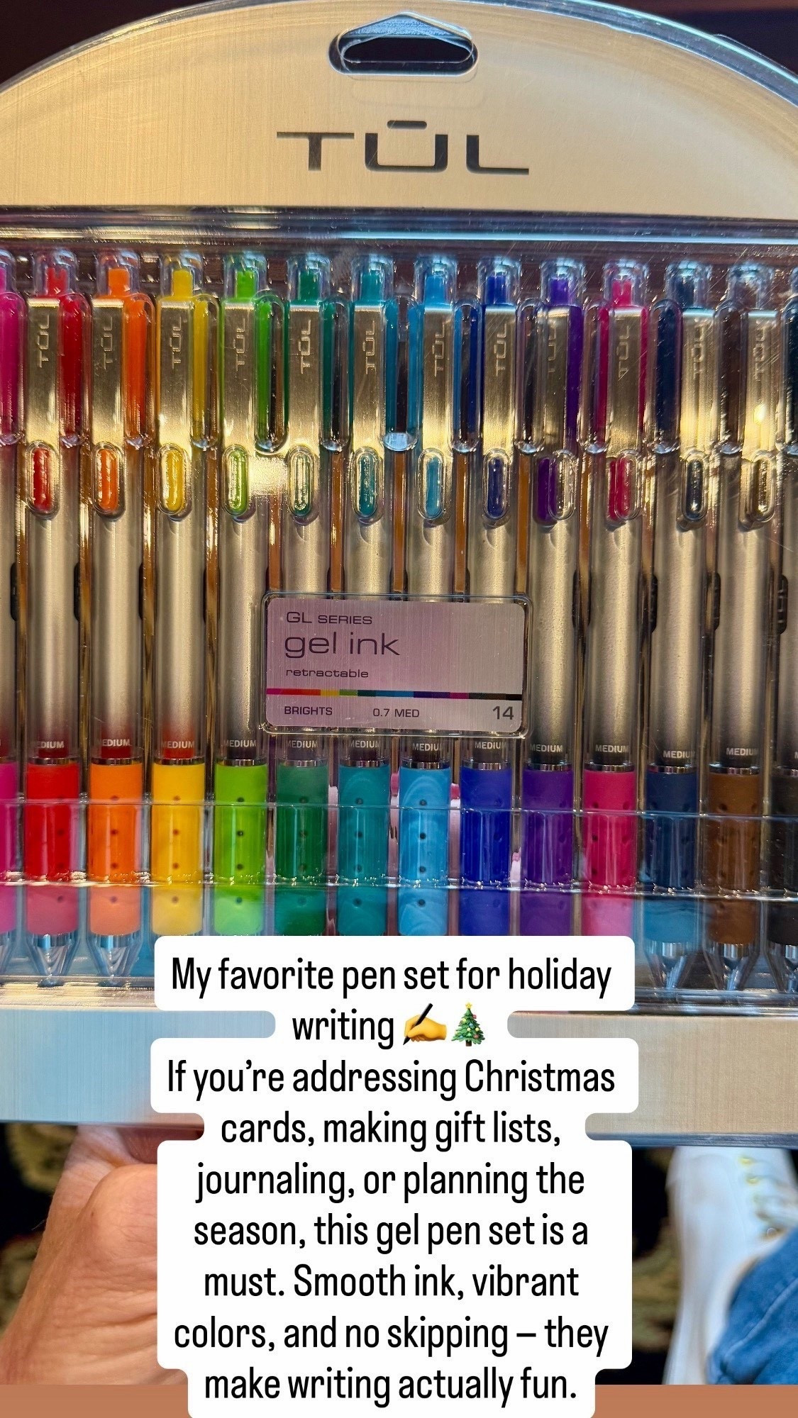 Holiday Writing 

My favorite pen set for holiday writing ✍️🎄
If you’re addressing Christmas cards, making gift lists, journaling, or planning the season, this gel pen set is a must. Smooth ink, vibrant colors, and no skipping — they make writing actually fun.

I reach for these every year during the holidays and they also make a great little gift for teachers, students, planners, or anyone who loves good stationery 💝

gel pens, pen set, holiday stationery, Christmas cards, planner pens, writing supplies, stationery gifts, teacher gifts, journaling supplies, colorful pens, grad gift, graduation, gift for her, 

#stationerylover
#pensofinstagram
#writinginspo
#holidaywriting
#christmascards
#plannerlife
#journaling
#teachergifts
#stockingstuffers
#ltkfinds
#ltkgiftguide
#ltkholiday


#LTKHome #LTKFindsUnder50 #LTKSaleAlert