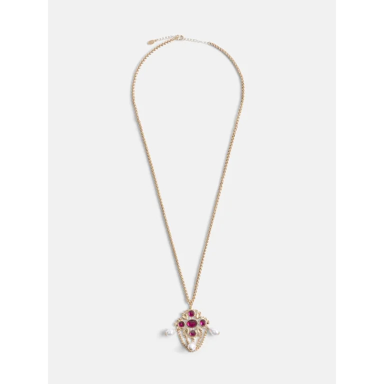 Scoop Women's Gold Tone Chandelier Pendant Long Necklace | Walmart (US)