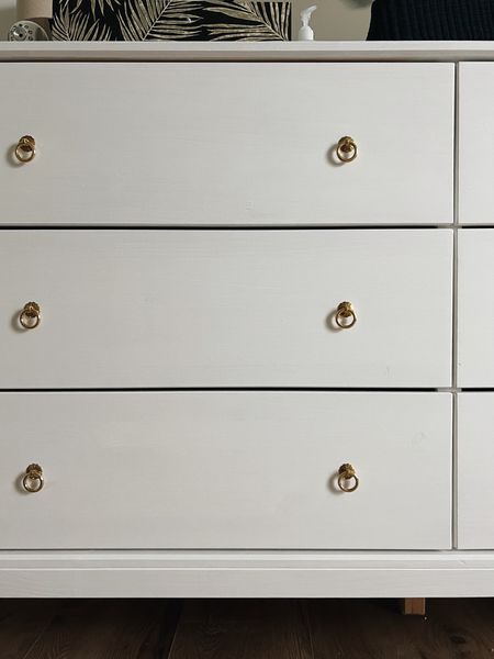 Ilea dresser hack. Magnolia paint “true white.” Brass drawer pulls. 

#LTKbaby #LTKhome #LTKstyletip