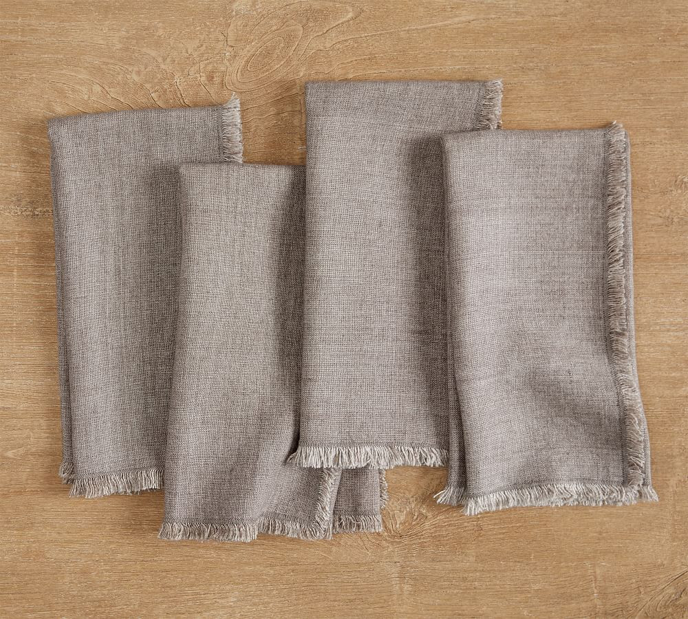 Frayed Oversized Linen Napkins - Set of 4 | Pottery Barn (US)