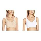 Hanes Women's 2 Pack Comfort Evolution Bra, Nude/White, Small | Amazon (US)