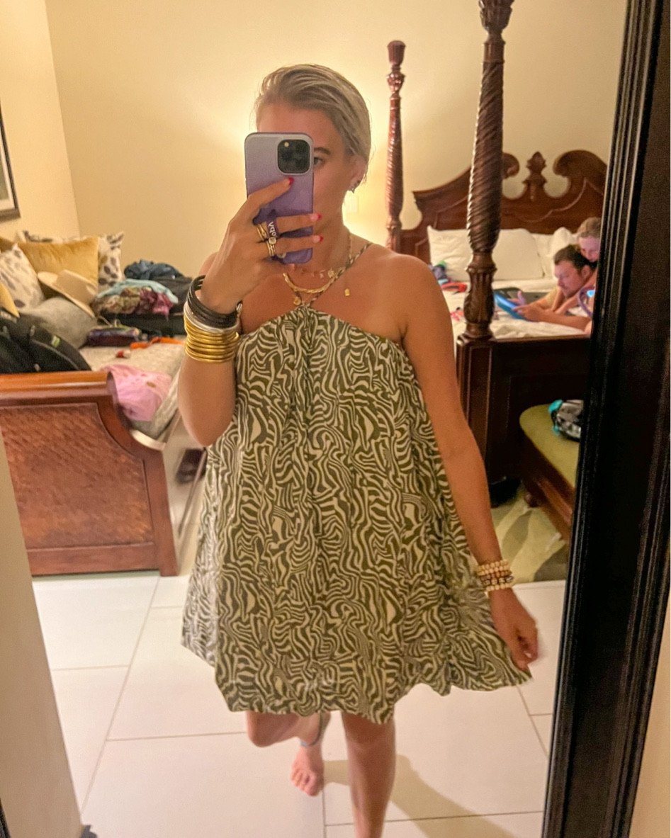 Dress for Turks 

Mini dress 
Travel 
Beach 
Bracelets 
Necklaces 

#LTKtravel #LTKstyletip