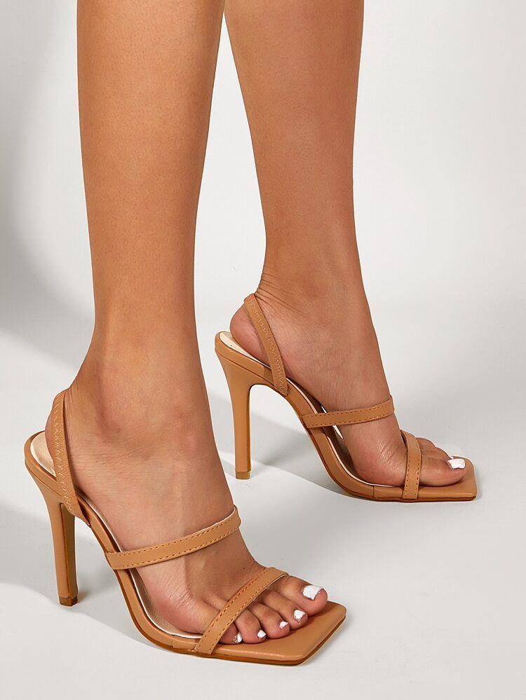 Thin Strap Stiletto Heeled Slingback Sandals | SHEIN