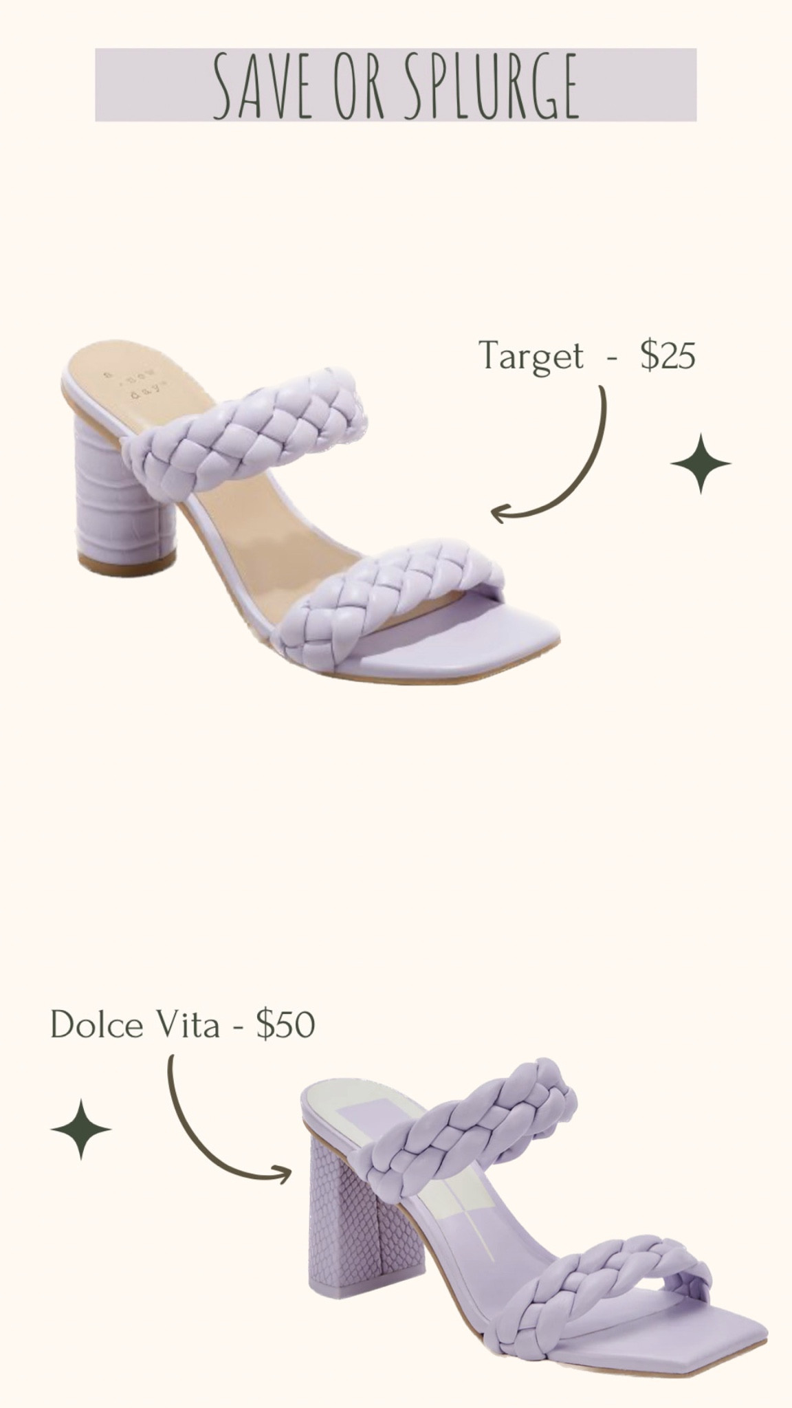 Save or Splurge - Target vs. Dolce Vita Lilac Spring Braided Heels

#LTKshoecrush #LTKfit #LTKunder50
