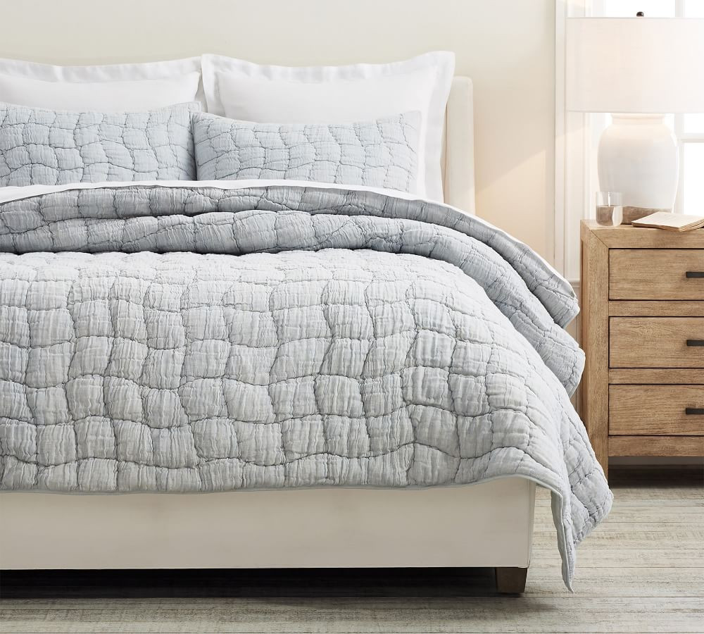 Chambray Cloud Handcrafted Linen/Cotton Quilt, Full/Queen | Pottery Barn (US)