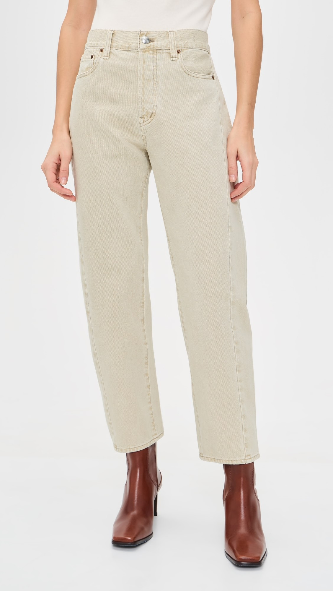 Pieced Barrel-Leg Jeans In Faded Khaki | Shopbop