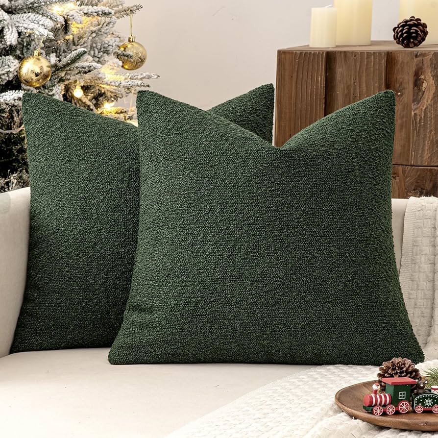 MIULEE 20x20 Inch Decorative Pillow Covers Christmas for Couch Bed Set of 2 Textured Boucle Neutr... | Amazon (US)