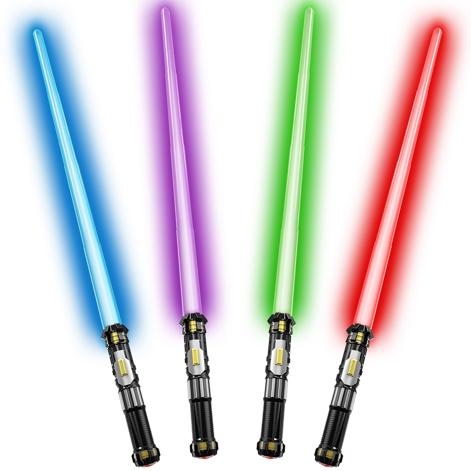 4 Pack Light up Sword Saber with FX Sound (on-Off Control) and Full Retractable Handle, 4 Colors ... | Amazon (US)