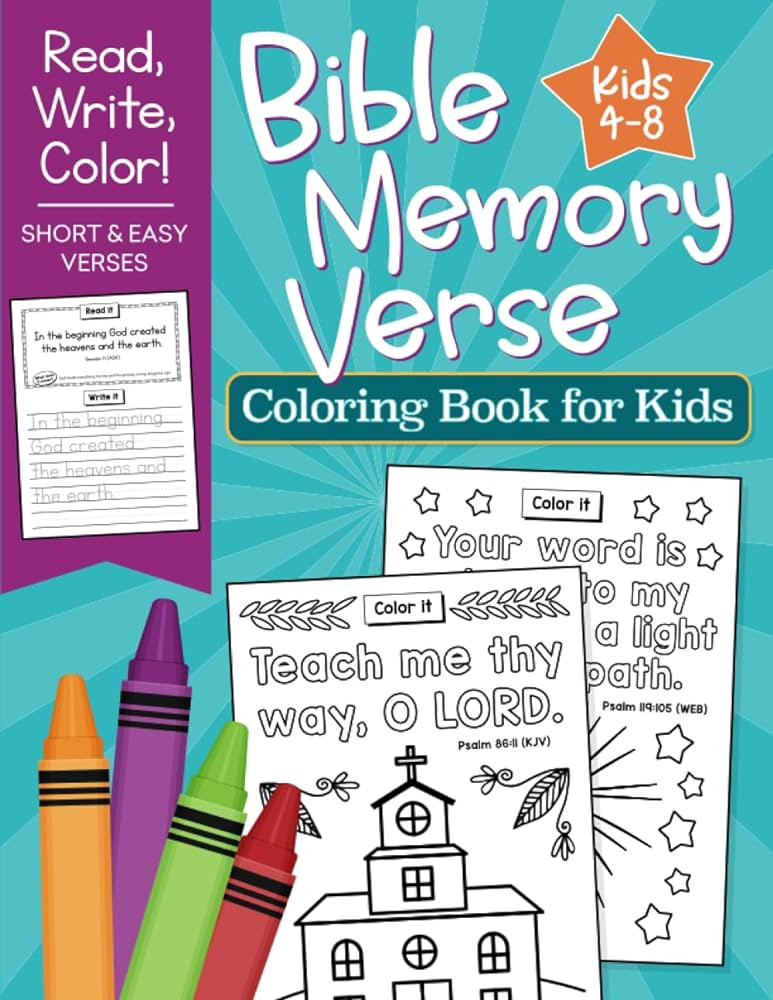 Bible Memory Verse Coloring Book for Kids: Short and Easy Verses to Read, Write and Color | Amazon (US)