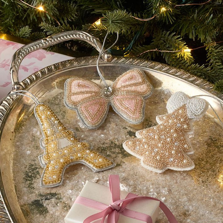 LoveShackFancy Beaded Parisian Ornaments, Set of 3 | Pottery Barn Teen