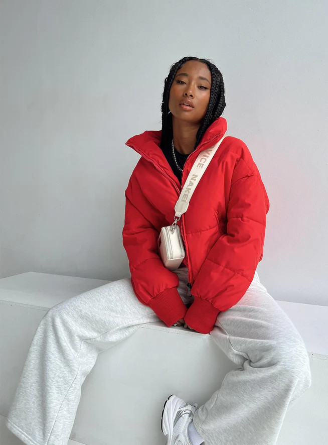 Abe Puffer Jacket Red | Princess Polly US