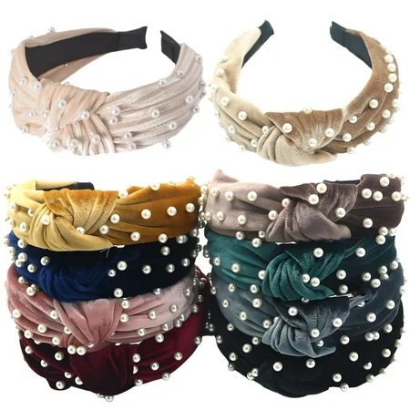 10PCS Velvet Pearl Headbands, Elegant Headwear for Women, 10 Colors Fashionable Knotted Hair Accessories, Soft and Comfortable for Daily Wear & Special Occasions | Walmart (US)