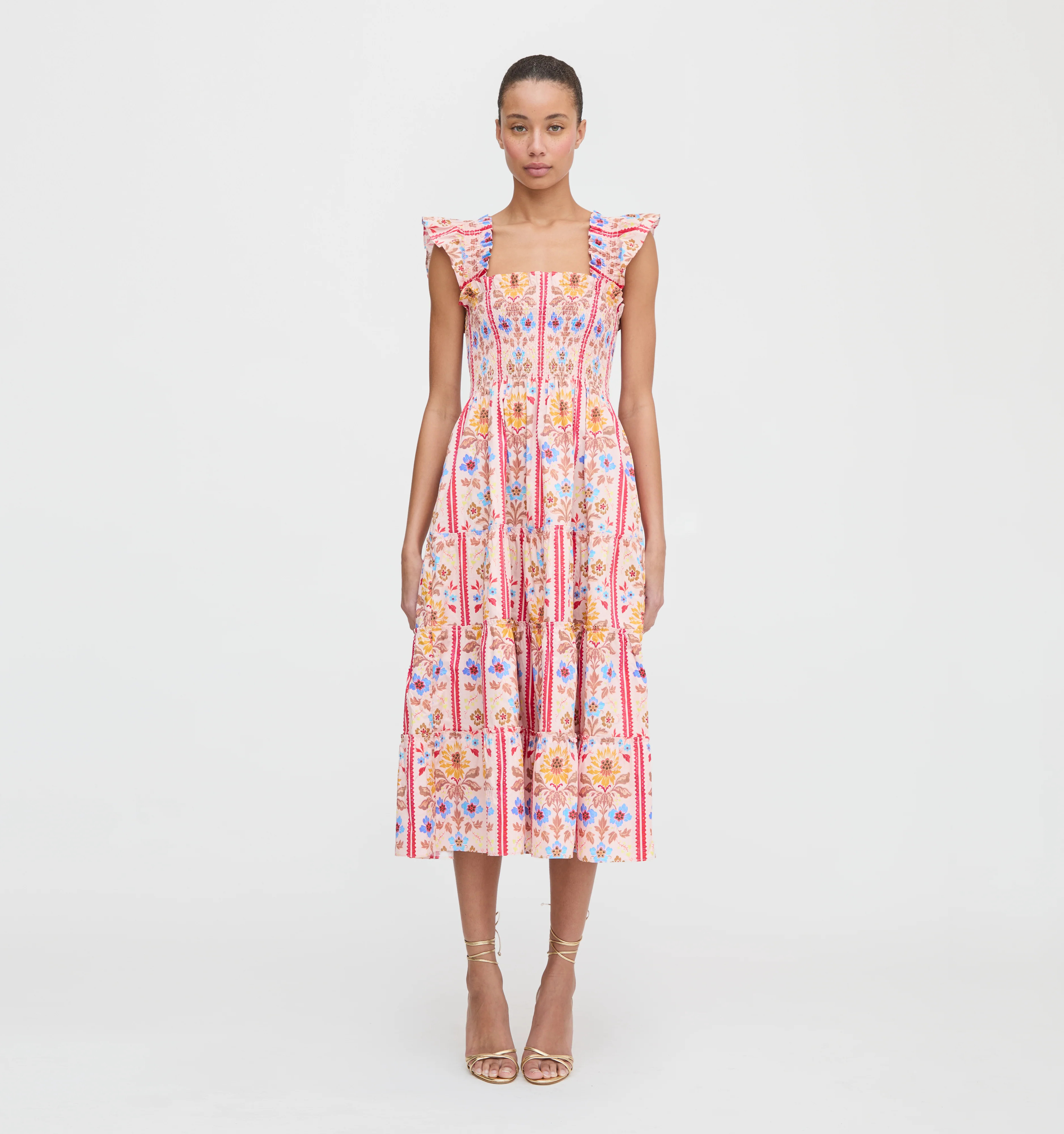 The Ellie Nap Dress - Pink Floral Block Stripe | Hill House Home US