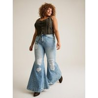 High-Rise Sky-High Super Flare Jeans in Lightblue-Denim | Torrid (US & Canada)
