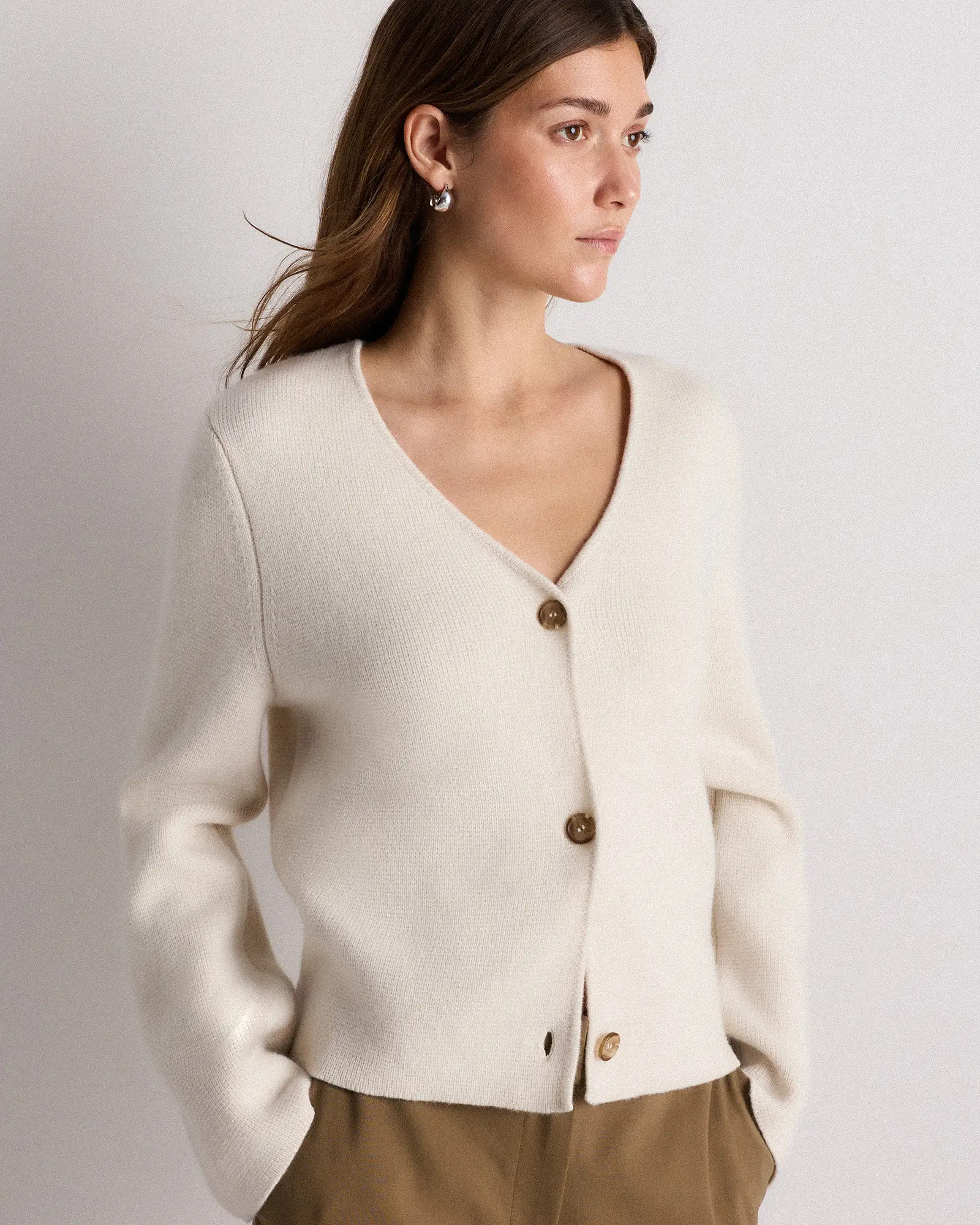 Mongolian Cashmere Structured V-Neck Cardigan | Quince