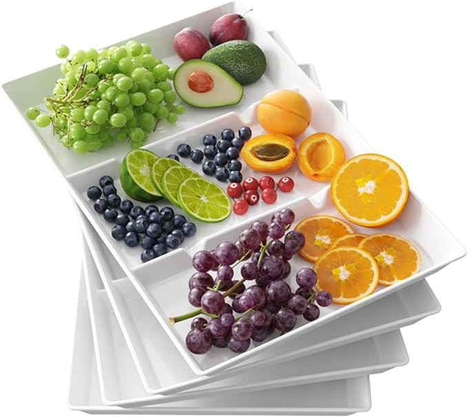 Lifewit Serving Tray Divided for Party Supplies, 4 PCS 15" x 10" Plastic Platters for Serving Foo... | Amazon (US)