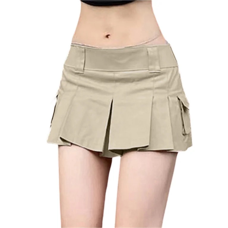 Low Rise Cargo Mini Skirts for Women Sexy Pleated Mini Skirt Fashion Clubwear Streetwear | Walmart (US)
