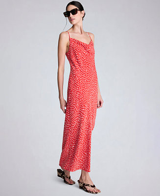 Women's Polka Dot Cowl Neck Maxi Slip Dress | Macy's