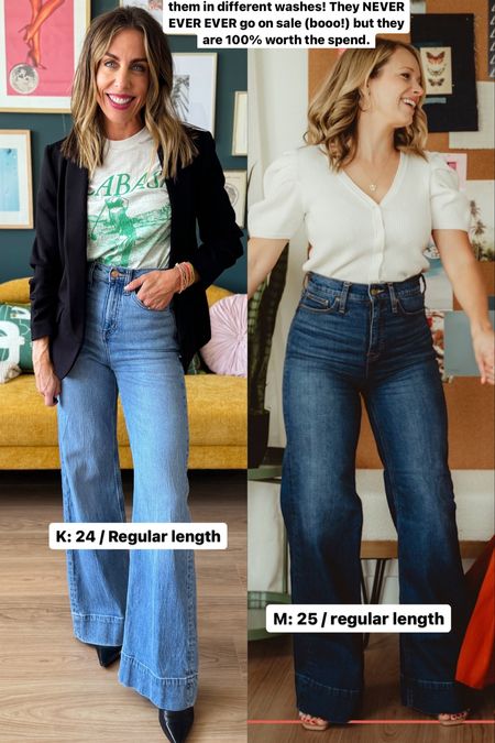Trouser jeans:
M: 25 / regular length 
K: 24 / regular length 
Size down one 