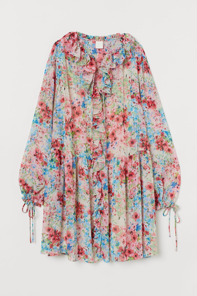 H & M - Short Flounced Dress - Beige | H&M (US + CA)