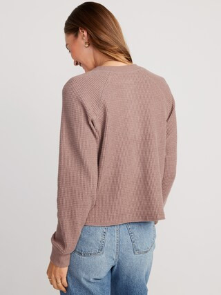 Plush Waffle-Knit Henley Top for Women | Old Navy (US)