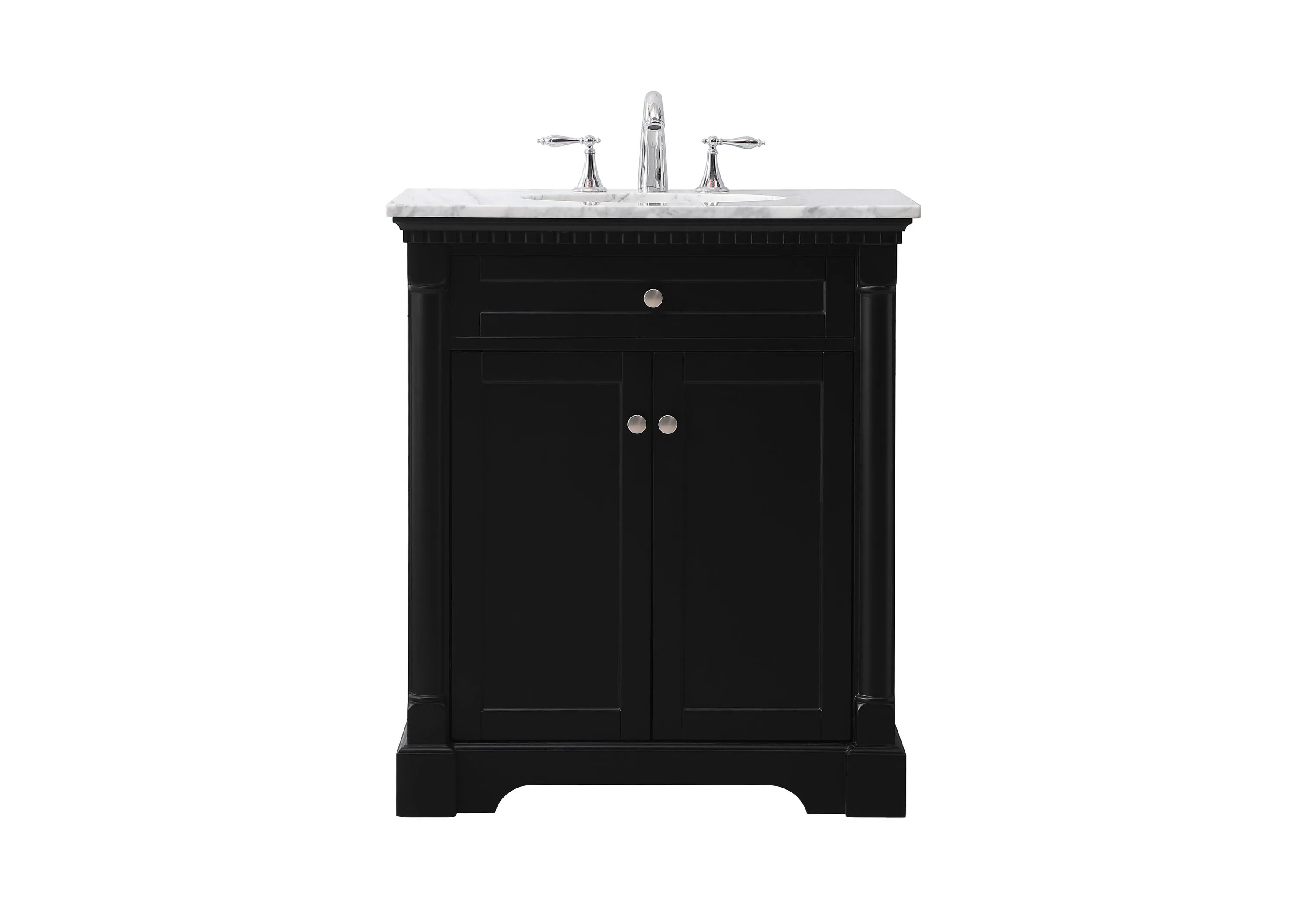 Elegant Decor Home Furnishing 30-in Black Undermount Single Sink Bathroom Vanity with Carrara White Marble Top | HF159090BK | Lowe's