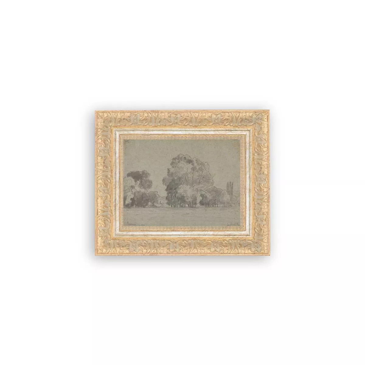 Petal Lane 11"x9" Grove of Trees Wall Art: Vintage Style, Framed Mixed Media, Gold Frame, Sawtoot... | Target