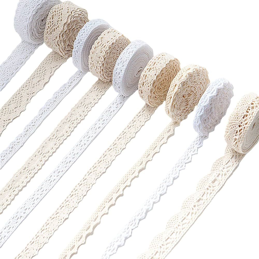 Ribbon Lace 45 Yards Vintage Ribbon Cotton Lace Ribbon Craft Lace Crochet Sewing Lace for Gift Pa... | Amazon (US)