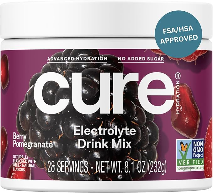 Cure Hydration | Plant-Based Electrolyte Drink Mix | No Added Sugar | FSA-HSA | Dehydration Relie... | Amazon (US)