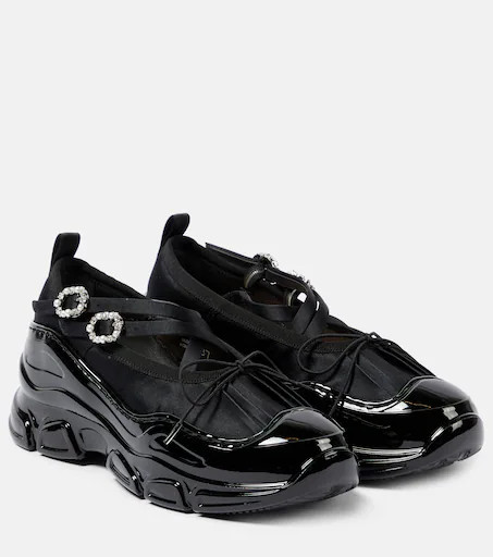 Crystal-embellished satin flats | Mytheresa (UK)