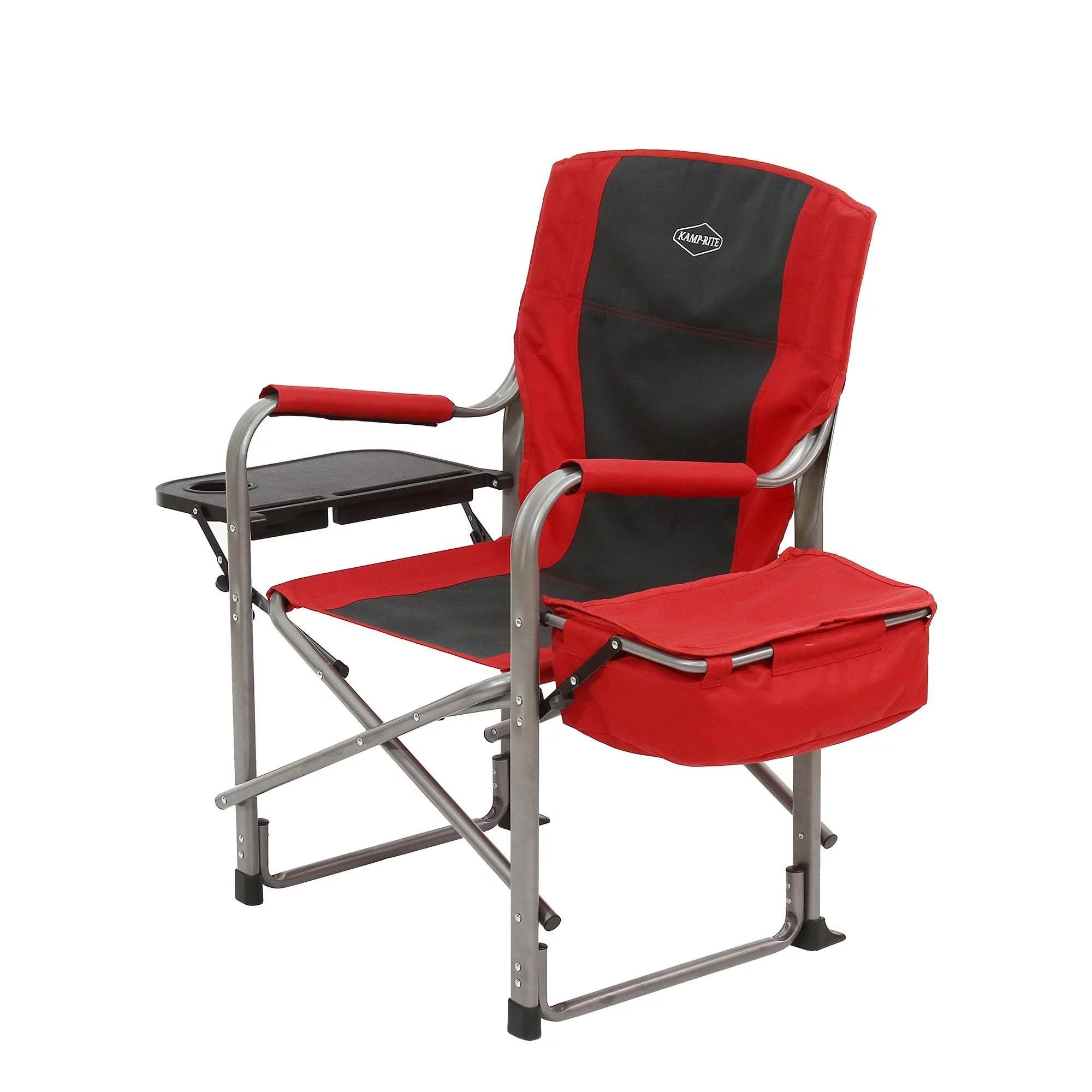 Kamp-Rite Outdoor Camp Folding Director's Chair with Side Table & Cooler, Red | Walmart (US)