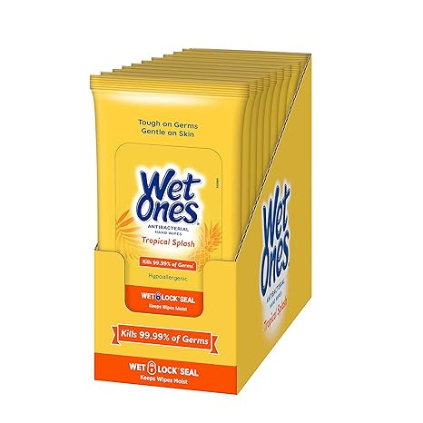 Wet Ones Antibacterial Hand Wipe, Travel Packs- Tropical Splash Scent, 20 Count (Pack of 10), 200... | Amazon (US)
