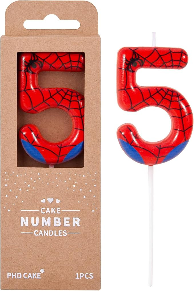 PHD CAKE 2.76 Inch Number 5 Spider Birthday Candles, Spider Cartoon Themed Number Candles, Cake N... | Amazon (US)