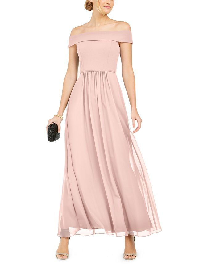 Adrianna Papell Off-The-Shoulder Chiffon Gown & Reviews - Dresses - Women - Macy's | Macys (US)