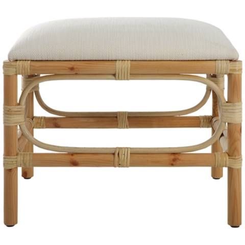 Laguna Wood and White Small Bench - #588G2 | Lamps Plus | Lamps Plus