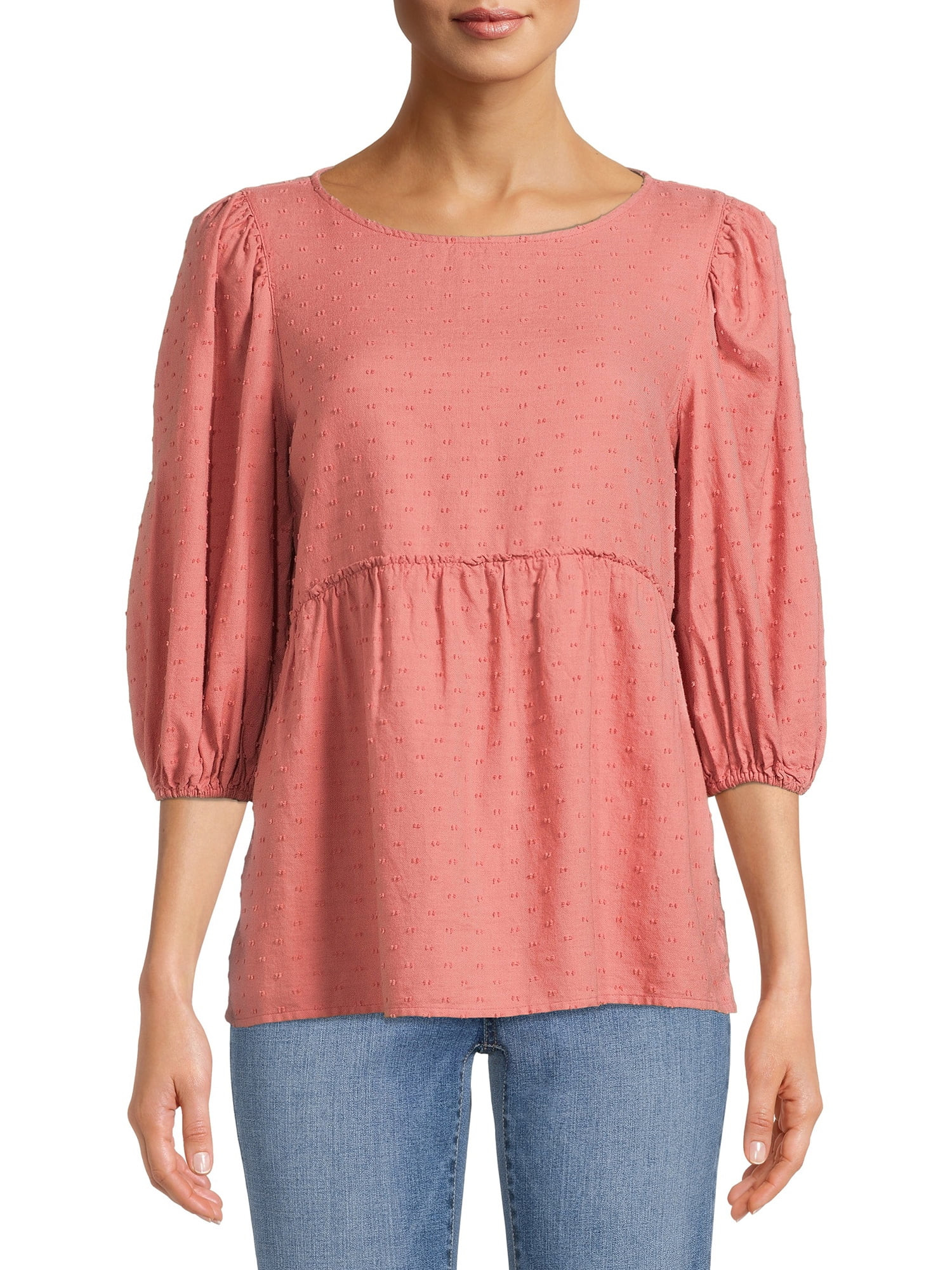 Time and Tru Women's Short Sleeve Textured Top | Walmart (US)