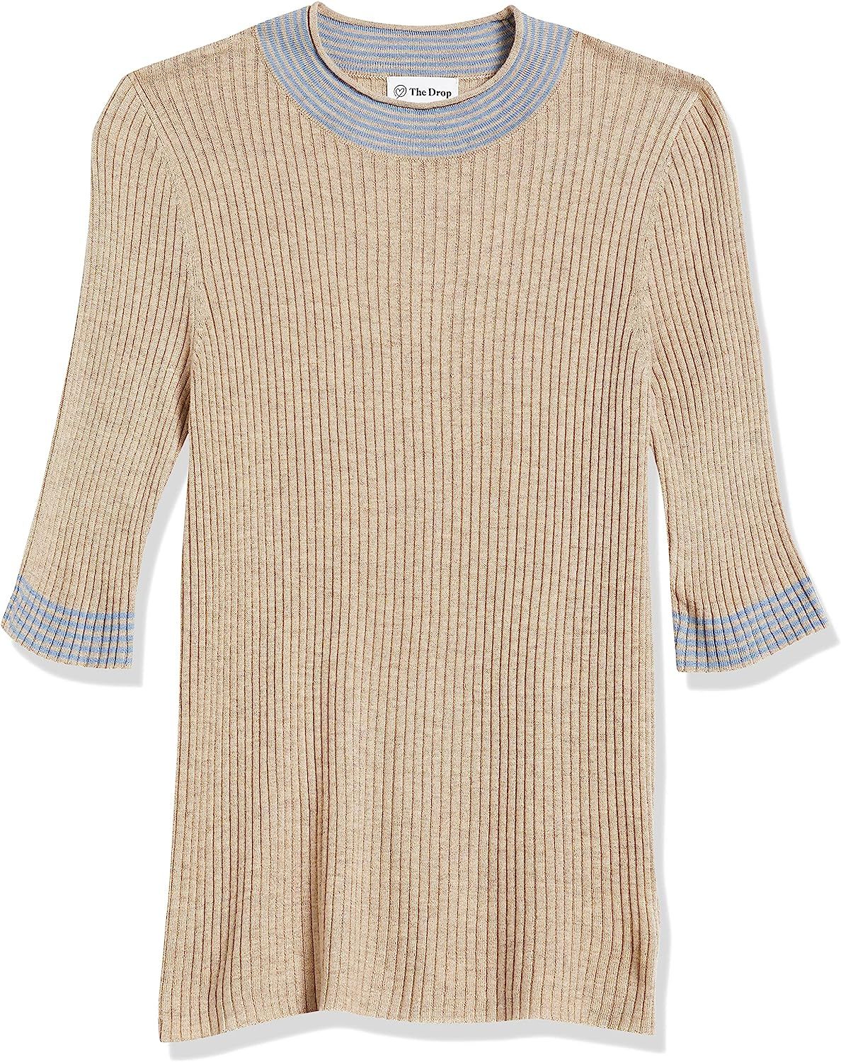 The Drop Women's Winona Striped Mock Neck Ribbed Sweater | Amazon (US)