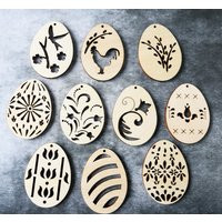 Wooden Easter Eggs Ornaments Wood Crafts Decoration Diy Pendants Decor Spring | Etsy (US)