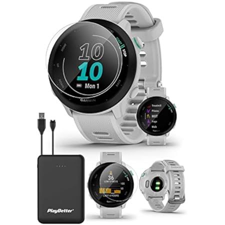 Garmin Forerunner 245 Music (White) GPS Running Watch Power Bundle | with PlayBetter Portable Charge | Amazon (US)