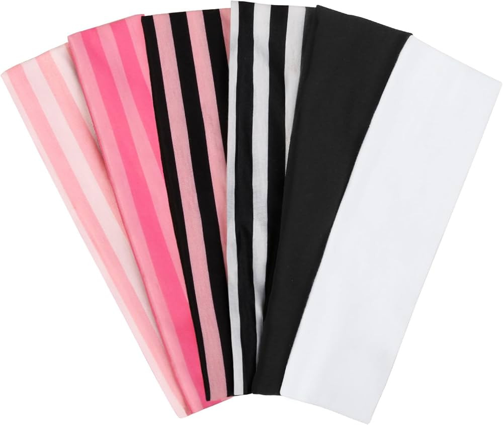 TERSE Striped Headbands for Women - Non-Slip Elastic Sweat Hairbands, Soft Fabric Hair Wraps for ... | Amazon (US)